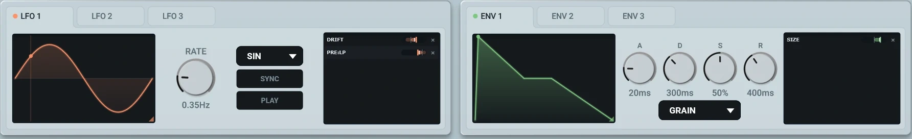 Freeze, Steps, Mod, MIDI 3